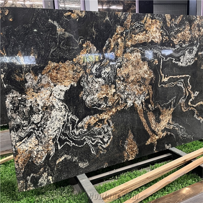 Luxury Vulcan Gold Granite Slabs For Floor And Wall Decor