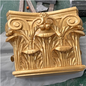 Modern Design Hand Carved Golden Column Capital For Home