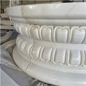 Modern Design Hand Carved White Marble Column Base For Sale