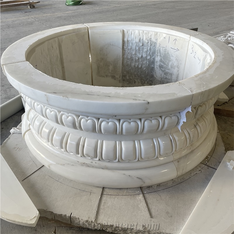 Modern Design Hand Carved White Marble Column Base For Sale