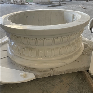 Modern Design Hand Carved White Marble Column Base For Sale