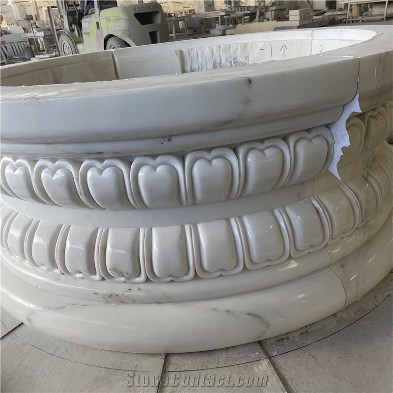 Modern Design Hand Carved White Marble Column Base For Sale