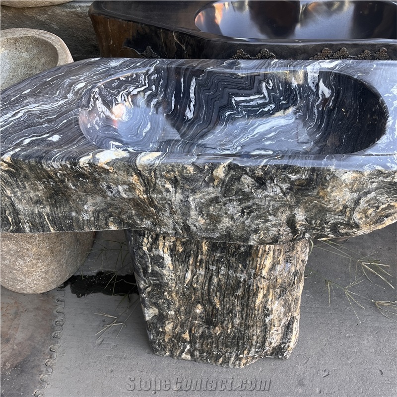 Modern Design Natural River Stone Wash Basin For Home Decor