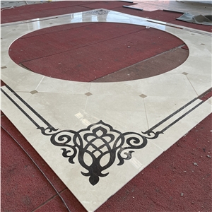 Natural Beige Marble Pattern Waterjet Medallions Floor Tiles