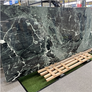 Natural Prada Green Marble Slab For Interior Wall Design