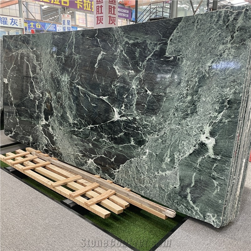 Natural Prada Green Marble Slab For Interior Wall Design