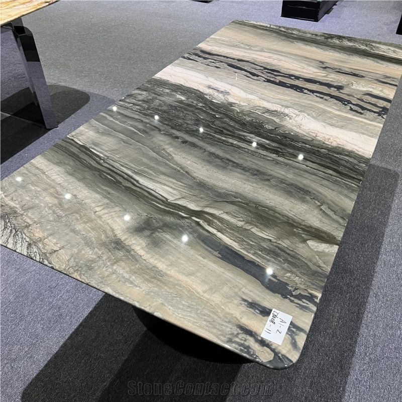 Natural Stone Rectangular Dining Table For Villa Decoration