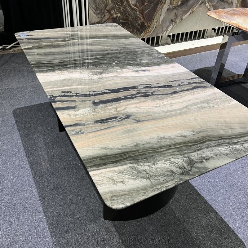 Natural Stone Rectangular Dining Table For Villa Decoration
