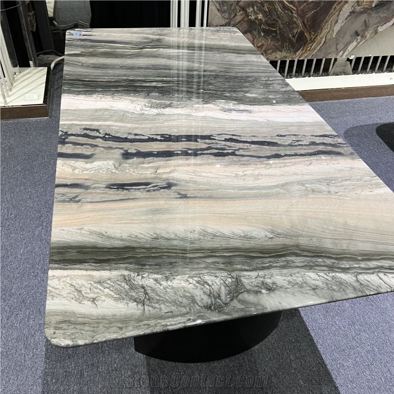 Natural Stone Rectangular Dining Table For Villa Decoration