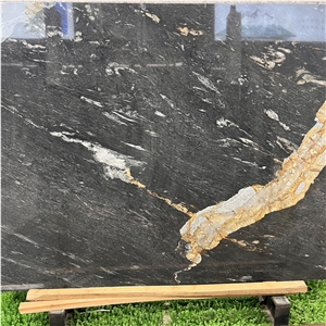 Natural Top Quality Golden Black Granite Slab For Home Wall