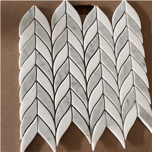 New Design Herringbone Marble Mosaic Tiles For Bathroom Wall