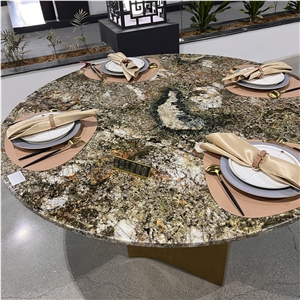 New Design Natural Shangri-La Granite Dining Table For Sale