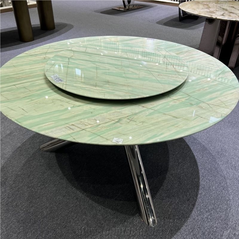 Pampers Green Quartzite Natural Stone Round Dining Table