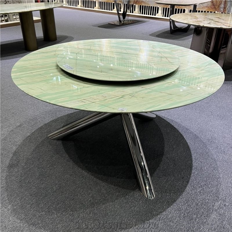 Pampers Green Quartzite Natural Stone Round Dining Table