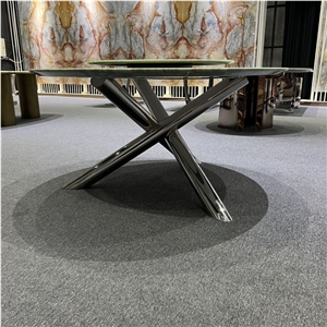 Pampers Green Quartzite Natural Stone Round Dining Table