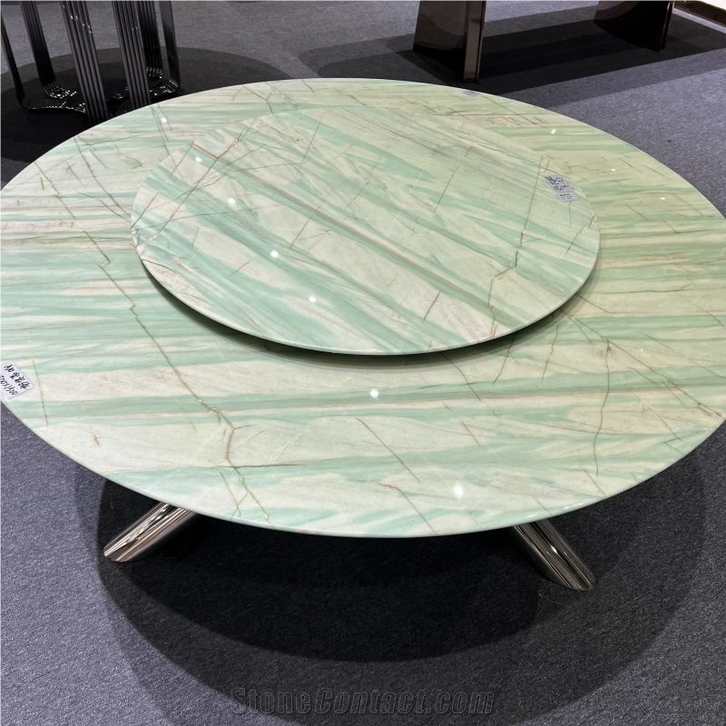 Pampers Green Quartzite Natural Stone Round Dining Table
