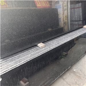 Polished Black Galaxy Granite Slab For Floor Wall Tile Decor