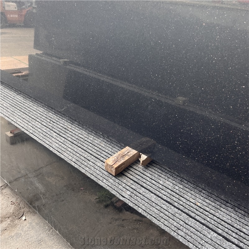 Polished Black Galaxy Granite Slab For Floor Wall Tile Decor