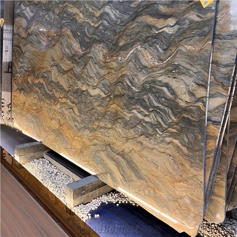 Polished Silk Road Quartzite Slabs For Wall And Floor Tiles