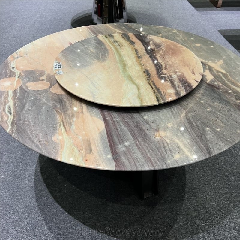 Popular Dream Blue Quartzite Revolving Round Dining Table