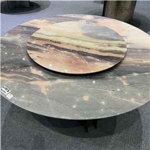 Popular Dream Blue Quartzite Revolving Round Dining Table