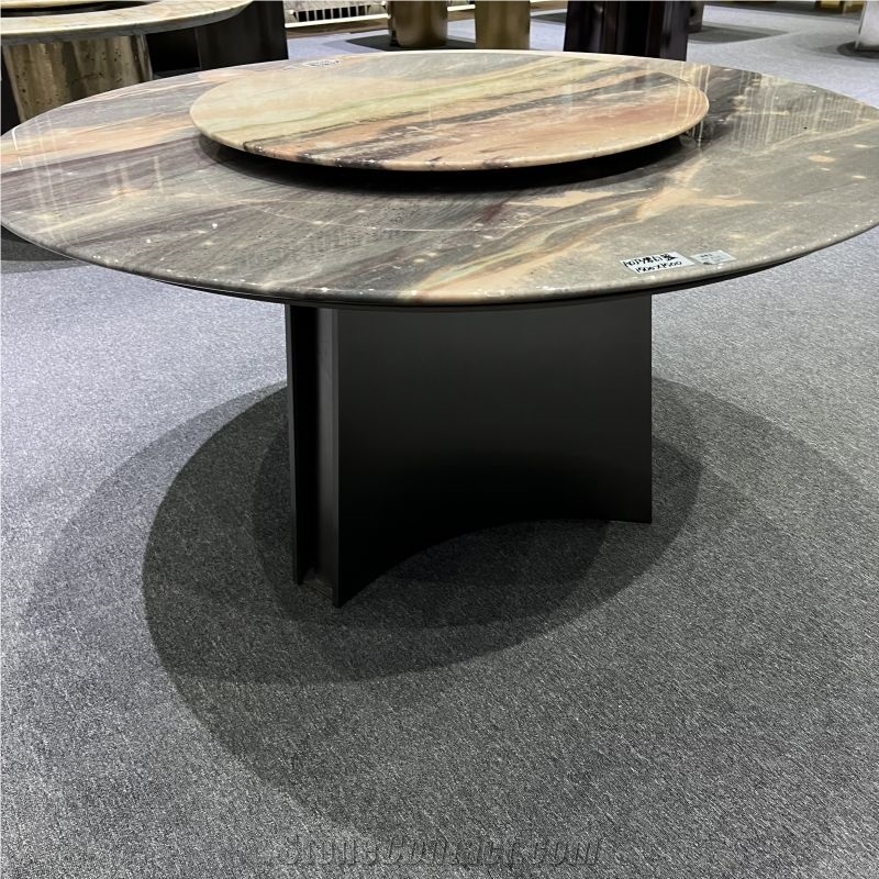 Popular Dream Blue Quartzite Revolving Round Dining Table