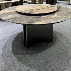 Popular Dream Blue Quartzite Revolving Round Dining Table