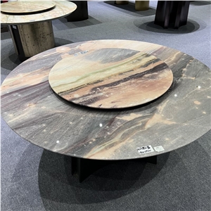 Popular Dream Blue Quartzite Revolving Round Dining Table