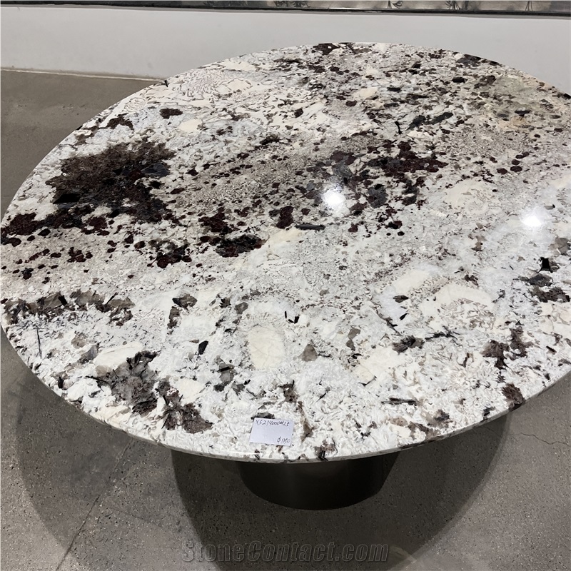 Round Snow Mountain Granite Dining Table For Home And Hotel