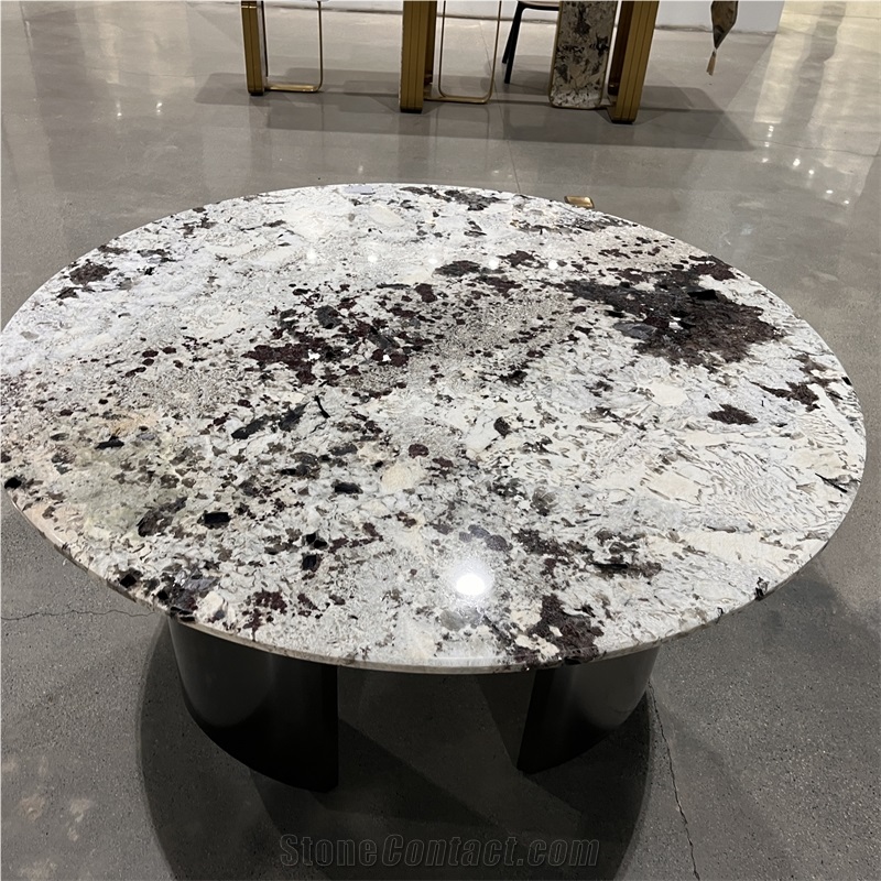 Round Snow Mountain Granite Dining Table For Home And Hotel