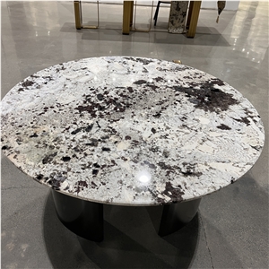 Round Snow Mountain Granite Dining Table For Home And Hotel