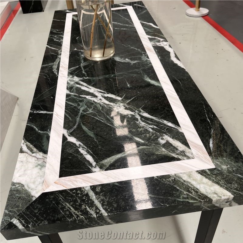 Veria Green Marble Table Tops Dining Table For Home Design