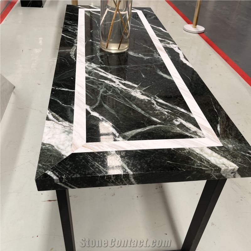 Veria Green Marble Table Tops Dining Table For Home Design