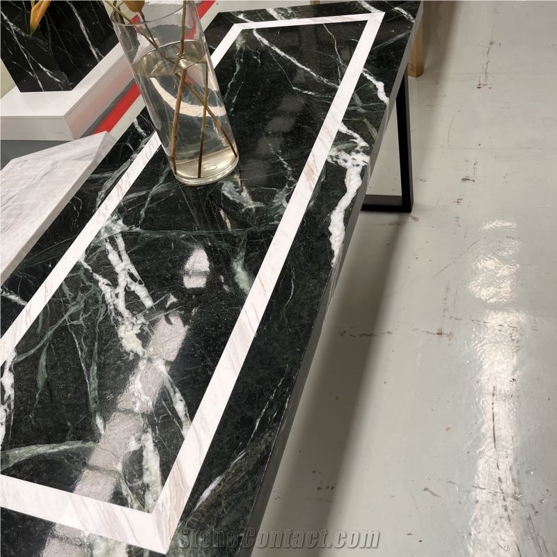 Veria Green Marble Table Tops Dining Table For Home Design