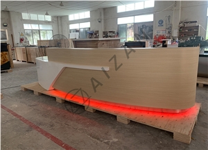 Artificial Stone Custom Curved Reception Desk Front Desk