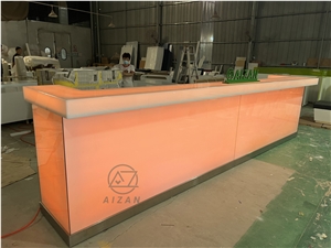 Translucent Artificial Marble Stone Custom Bar Counter