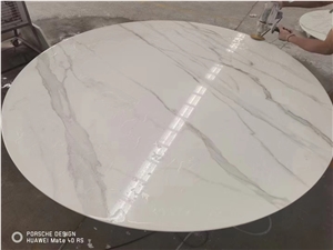 Calacatta Nano Glass Stone Round Coffee Table Tops Solid Surface Calacatta Nano Glass Stone Round Coffee Table Tops Solid Surface
