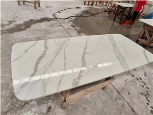 Rectangle Calacatta White Nano Glass Stone Dining Coffee Table Top Rectangle Calacatta White Nano Glass Stone Dining Coffee Table Top