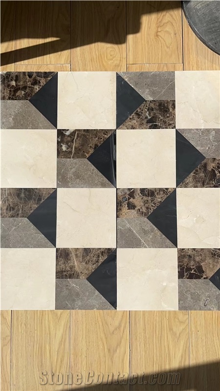 3D Design Lobby Floor Waterjet Medallions Marble Carpet Tile