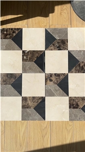 3D Design Lobby Floor Waterjet Medallions Marble Carpet Tile