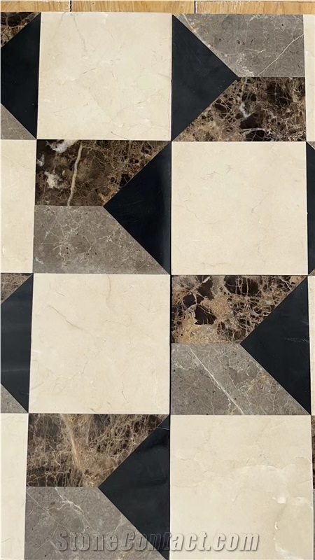 3D Design Lobby Floor Waterjet Medallions Marble Carpet Tile