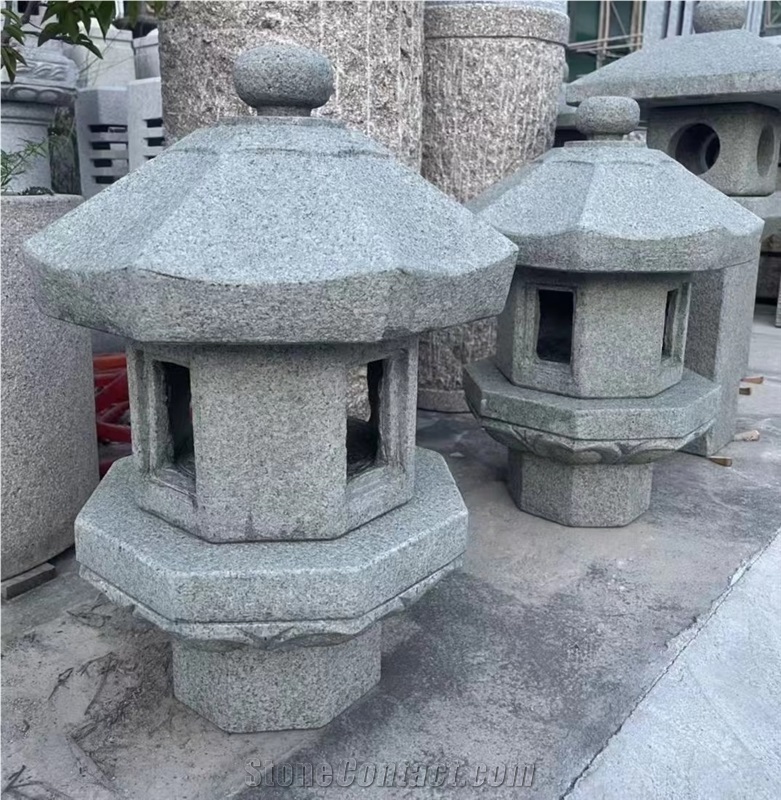 Bush Hammered Beige Granite G682 Landscaping Garden Lanterns