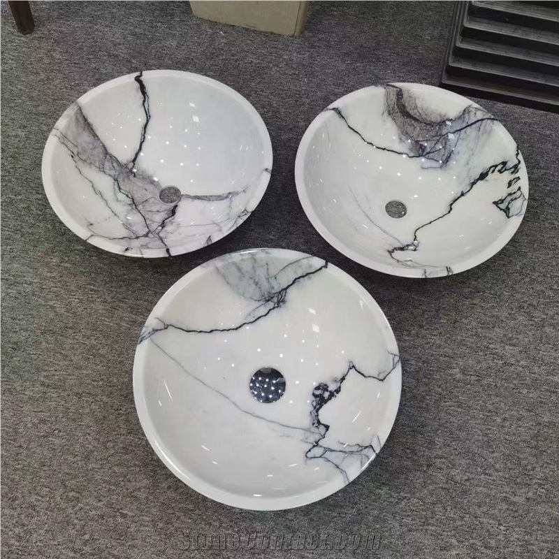 Circle Round Marble Bathroom Sink Milas Lilac Marble Round Wash Basin