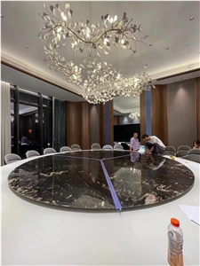 Large Granite Titanium Black Round Restaurant Dining Table Large Granite Titanium Black Round Restaurant Dining Table