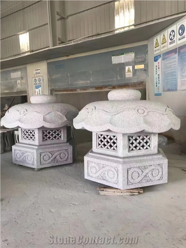 Large Temple Lanterns Flamed Gray Granite G603 Landscaping