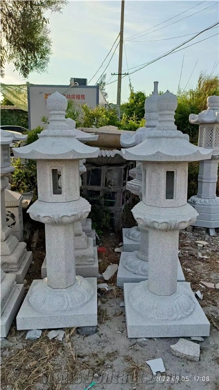 Large Temple Lanterns Flamed Gray Granite G603 Landscaping