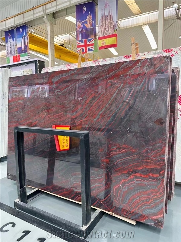 Luxury Red Granite Slabs Brazil Iron Red Exotic Granite Slab