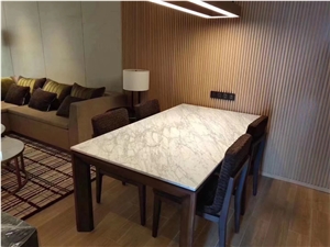 Marble Carrara Coffee Table Top With Metal Base Furniture