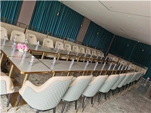 Marble Thassos Square Restaurant Table With Brass Base Table