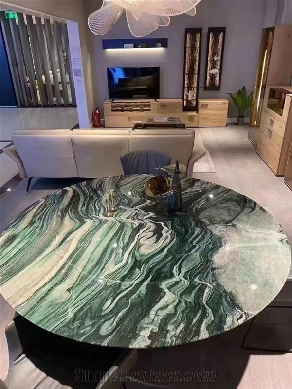 Ocean Blue Travertine Triangle Coffee Table Stone Furniture
